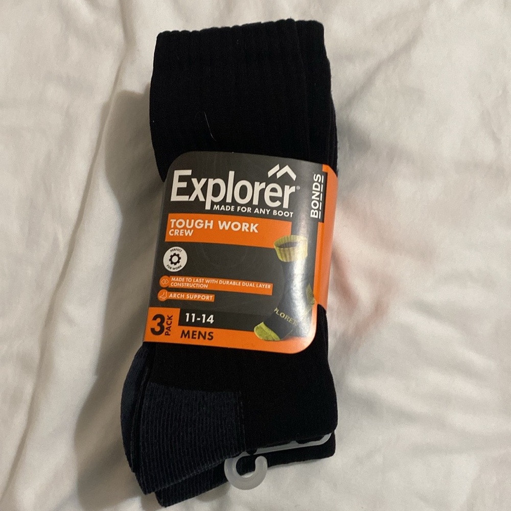 Bonds Explorer Tough Work Crew Socks Size 11-14   Pack of 3 NWT